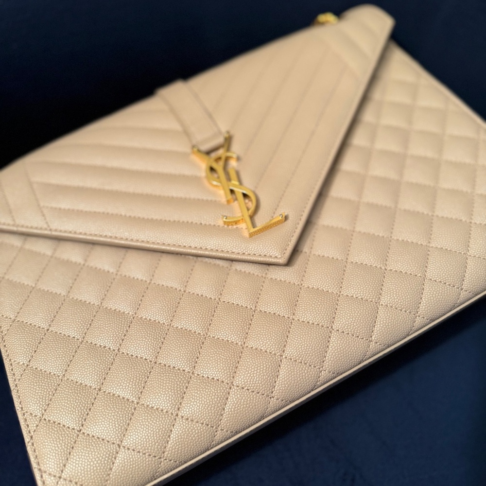 YSL Saint Laurent Large Monogram Matelasse Triquilt Envelope Bag